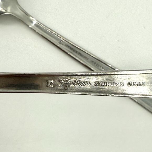 Lifetime Stainless Flatware SILVER LEAVES Japan/Korea NOS 7 Teaspoons MCM - Picture 5 of 9